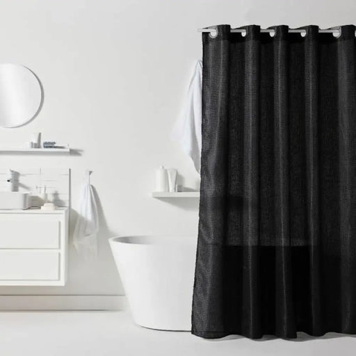 Shower Curtain TODAY Black Polyester 180 x 200 cm (12 Units) - Баня<<<Дом Градина<<<BigBuy&&&Завеси и