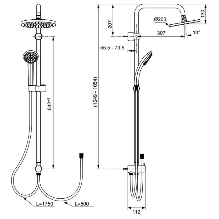 SHOWER SET IDEALSTANDARD IDEALRAIN A6281AA - Душ комплекти<<<Смесители и душове<<<Баня<<<Praktiker