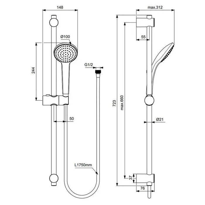 SHOWER SET IDEALSTANDARD IDEALRAIN BD496AA - Душ комплекти<<<Смесители и душове<<<Баня<<<Praktiker&&&Душ