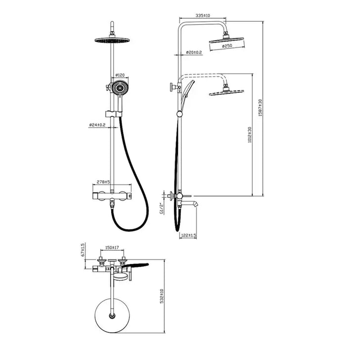 SHOWER SYSTEM BLACK FAYANS JASMINE - Душ системи колони<<<Смесители и душове<<<Баня<<<Praktiker
