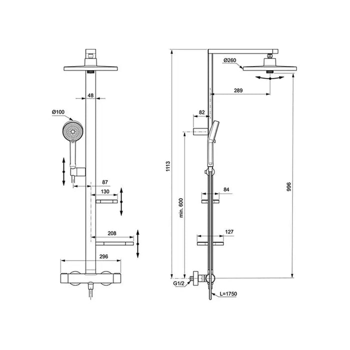 SHOWER SYSTEM THERMOSTAT CERATHERM ALU+ IDEALSTANDARD BD583XG - Душ системи колони<<<Смесители и