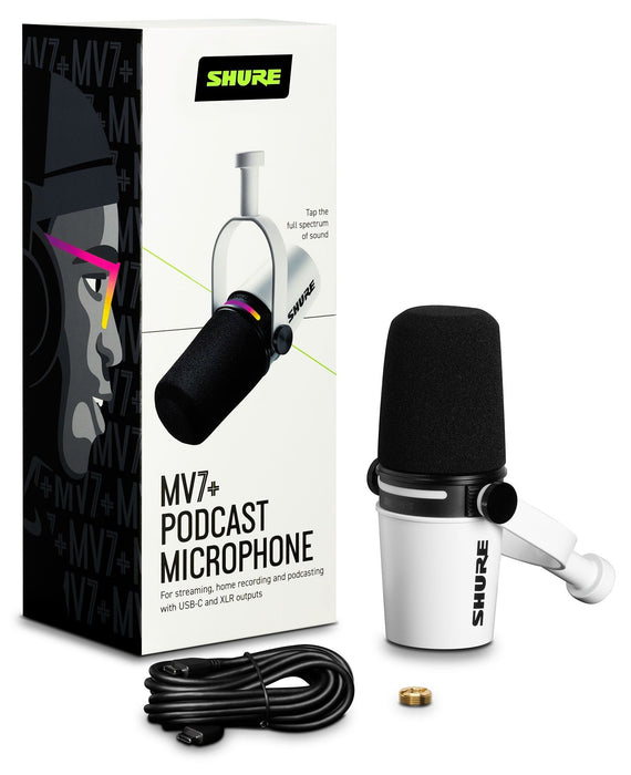 Shure MV7+-W - lectern/vocal microphone with XLR/USB-C connector, white