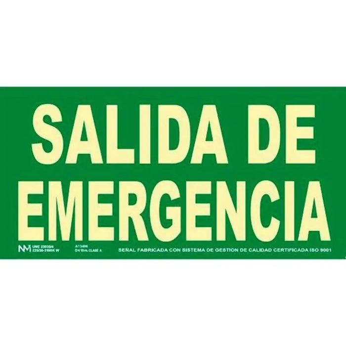 Sign Archivo 2000 ’SALIDA DE EMERGENCIA’ PVC 32 x 16 cm - Декорация и Осветление<<<Дом Градина<<<BigBuy&&&Картини и