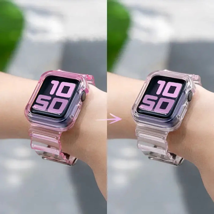 Silicone Band Strap Bracelet Case Strap Light Set for Apple Watch 38mm - Purple - Smartwatch straps