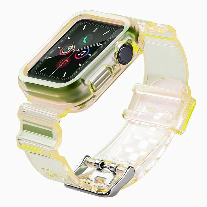 Silicone Band Strap Bracelet Case Strap Light Set for Apple Watch 40mm - Yellow - Smartwatch straps