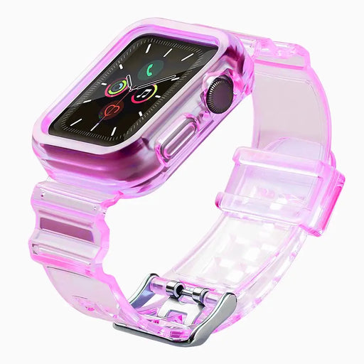 Silicone Band Strap Bracelet Case Strap Light Set for Apple Watch 44mm - Red - Smartwatch straps and cases<<<HurtelXML