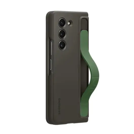 Silicone case for Samsung Galaxy Z Fold 5 with stand and strap - black - Accessories<<<SAMSUNG Mobile