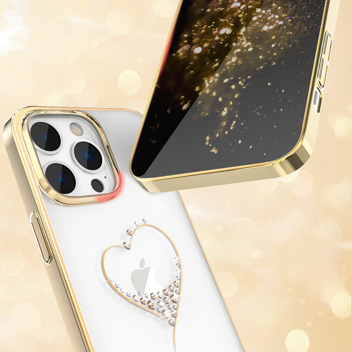 Silicone case with Swarovski crystals Kingxbar Wish Series for iPhone 14 Plus - gold - Cell phone cases