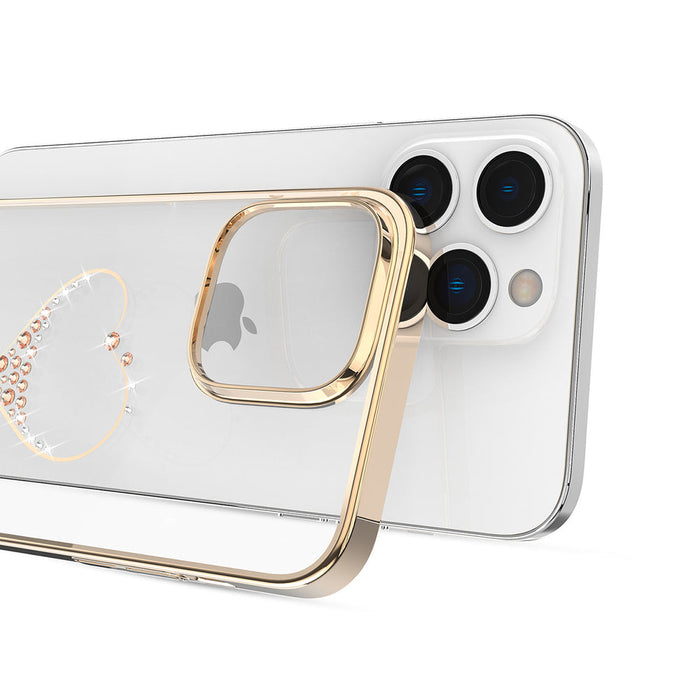 Silicone case with Swarovski crystals Kingxbar Wish Series for iPhone 14 Plus - gold - Cell phone cases