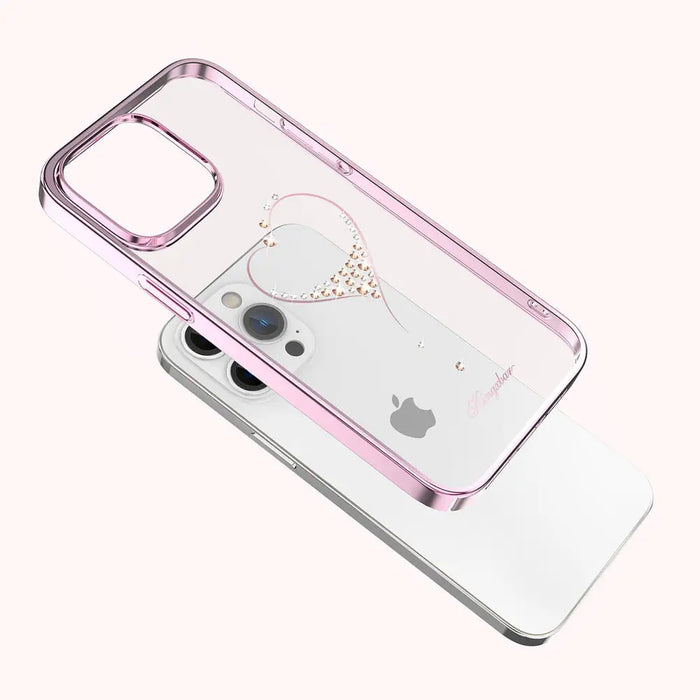 Silicone case with Swarovski crystals Kingxbar Wish Series for iPhone 14 Pro - pink - Cell phone cases