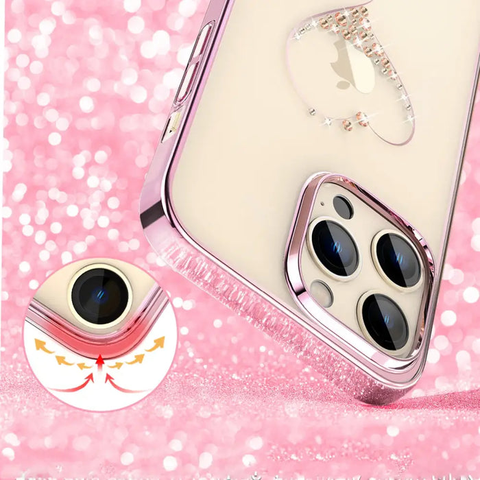 Silicone case with Swarovski Kingxbar Wish Series crystals for iPhone 14 Pro Max - pink - Cell phone cases