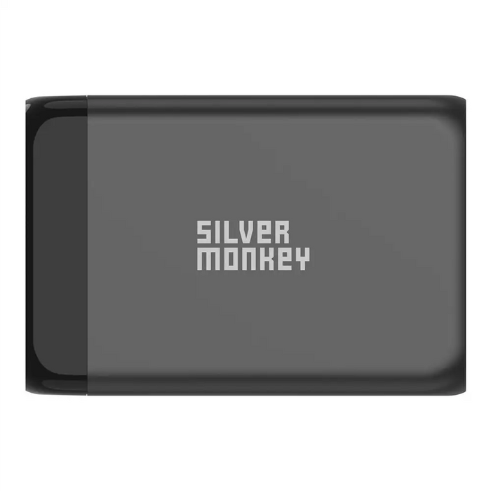 Silver Monkey SMA151 130W GaN charger 3xUSB-C PD USB-A QC 3.0 with detachable power cable - black - Cell phone USB