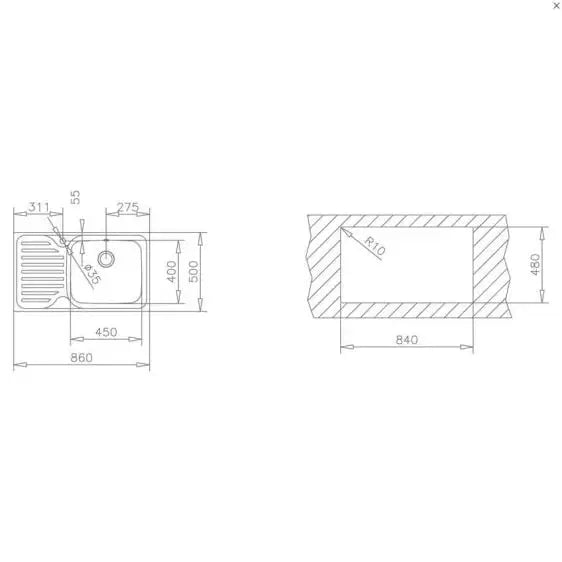 Sink TEKA SUPER BOWL 1C 1E MAX SMOOTH LEFT - Еднокоритни мивки за вграждане<<<Мивки за вграждане<<<Уреди за