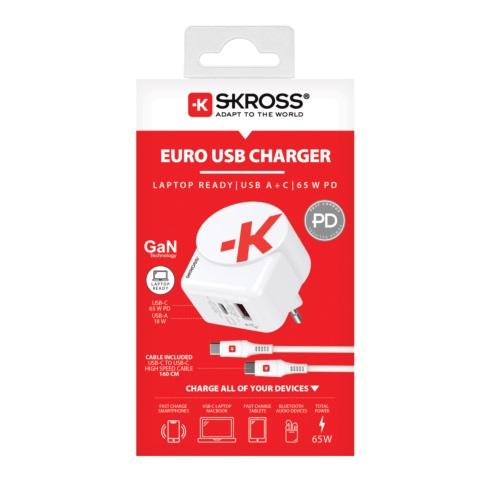 Adapter-charger SKROSS Euro USB Charger AC65PD, USB-A, USB-C