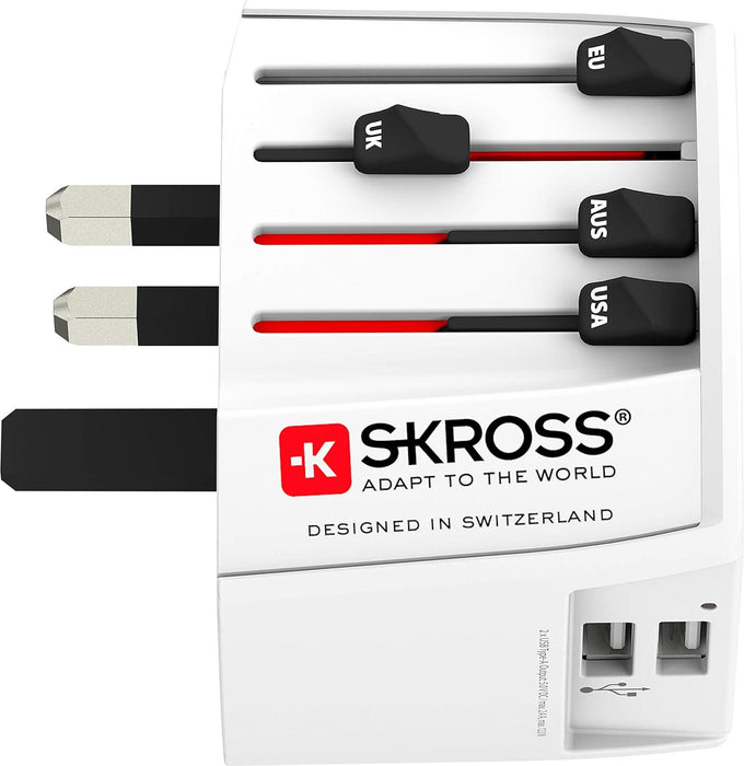 Adapter SKROSS PRO MUV 2 x USB-A, 1.302960, World, White