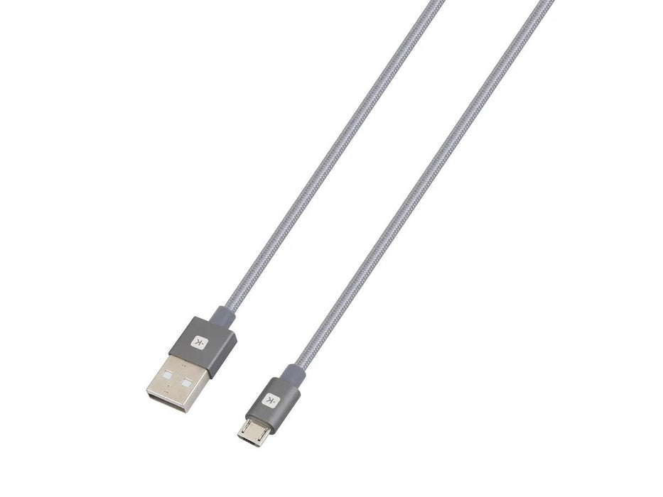 Cable Skross, USB-A - microUSB, Metal braid, 1.20 m, Grey