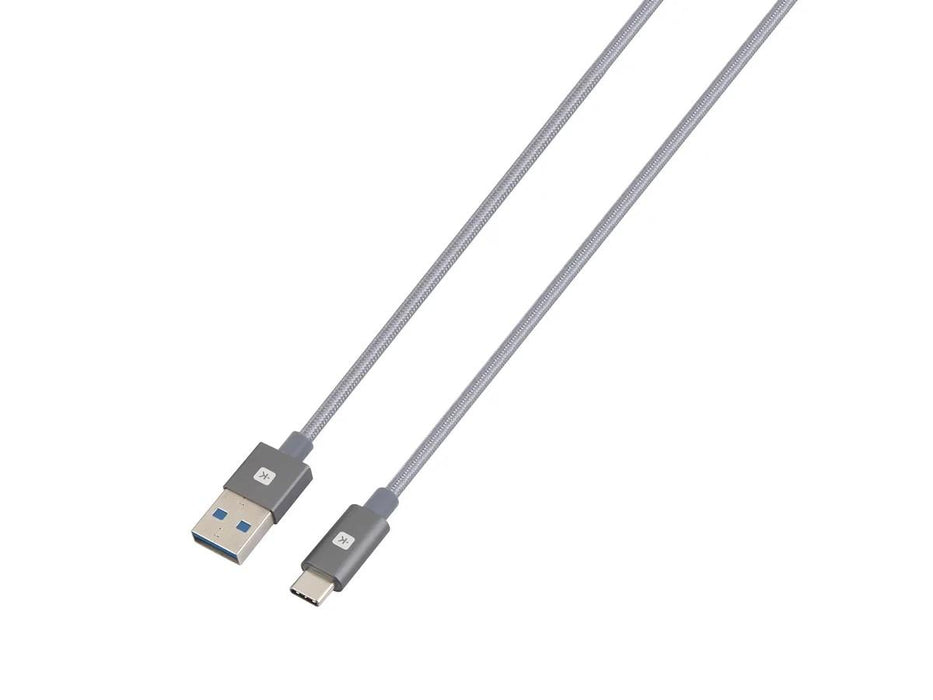 Cable Skross, USB-A - USB-C, Metal braid, 1.20 m, Grey