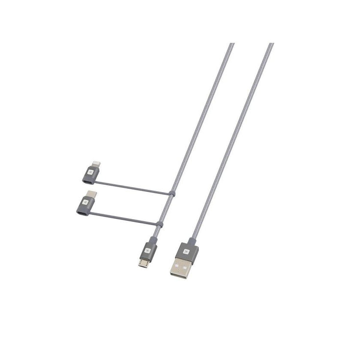 Cable Skross 3 in 1, USB-A - USB-C/ Lightning/ Micro USB, Metal braid, 0.3 m
