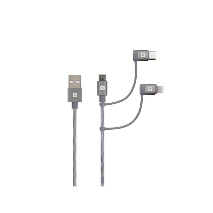 Cable Skross 3 in 1, USB-A - USB-C/ Lightning/ Micro USB, Metal braid, 0.3 m