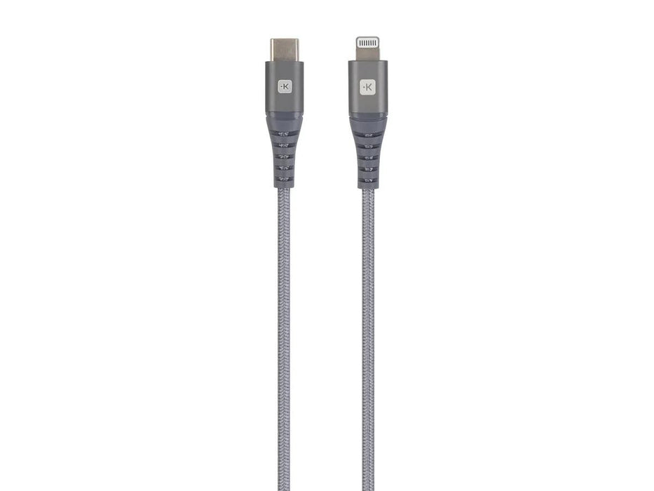 Cable Skross, USB-C - Lightning, Metal braid, 2.0 m, Grey