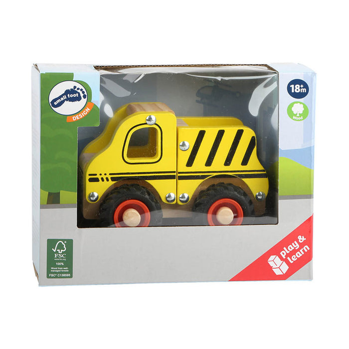 CHILDREN'S TOY SMALL FOOT TRUCK WOODEN YELLOW
