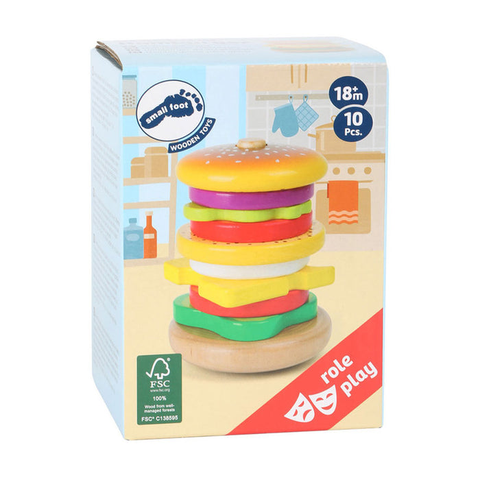 ROLE TOY SMALL FOOT BURGER-WOODEN-10 PIECES