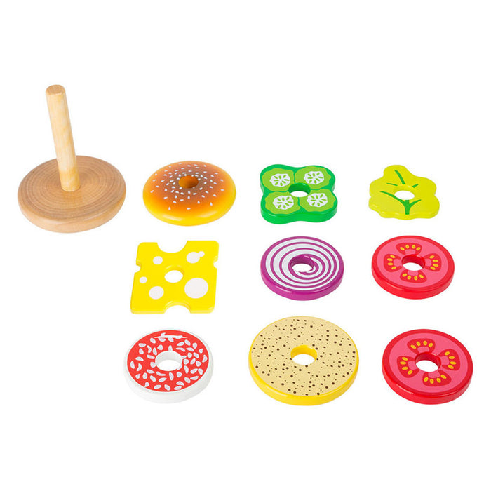 ROLE TOY SMALL FOOT BURGER-WOODEN-10 PIECES