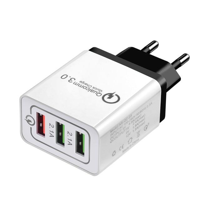 Smart adapter Qualcomm 3.0 Quick Charge with three ports 3A 2.1A - black - Adapters