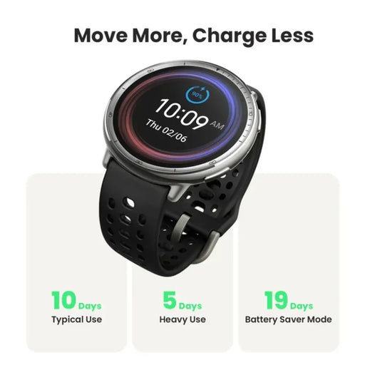 Smart watch AMAZFIT Active 2 Round Black Silicone Strap - Смарт часовници<<<Смарт устройства<<<TechMart&&&Електроника