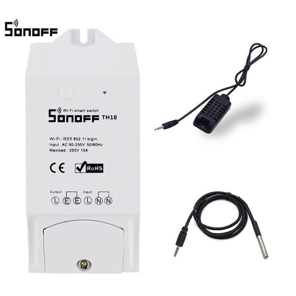 Smart Wi-Fi switch Sonoff TH16, 16A 2200W, with a sensor for temperature and humidity