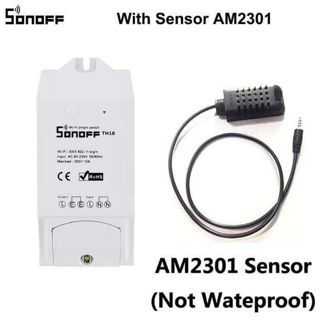 Smart Wi-Fi switch Sonoff TH16, 16A 2200W, with a sensor for temperature and humidity