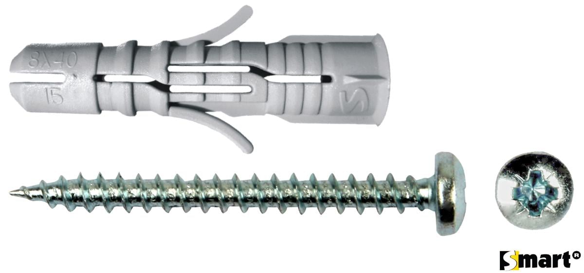 UNIVERSAL DOWEL WITH SCREW F8X40MM 6 PCS SMART