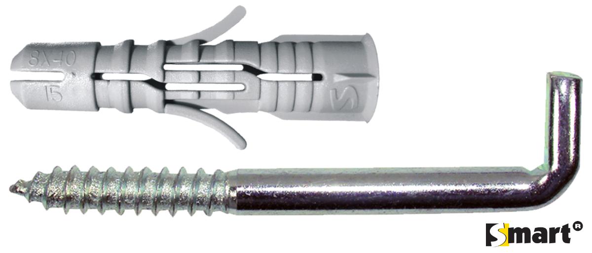 UNIVERSAL DOWEL WITH L-HOOK F8X40MM 5 PCS SMART