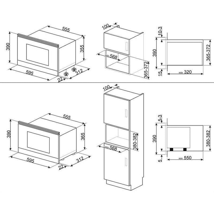 Built-in microwave oven SMEG MP722PO, 22, Mechanical