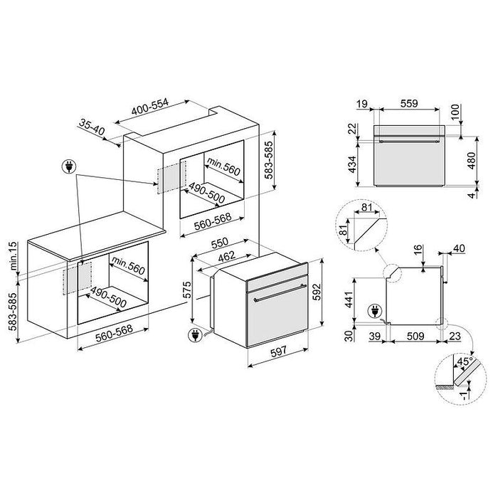 Built-in oven SMEG SFP805AO , 70 , A , Mechanical , Pyrolysis