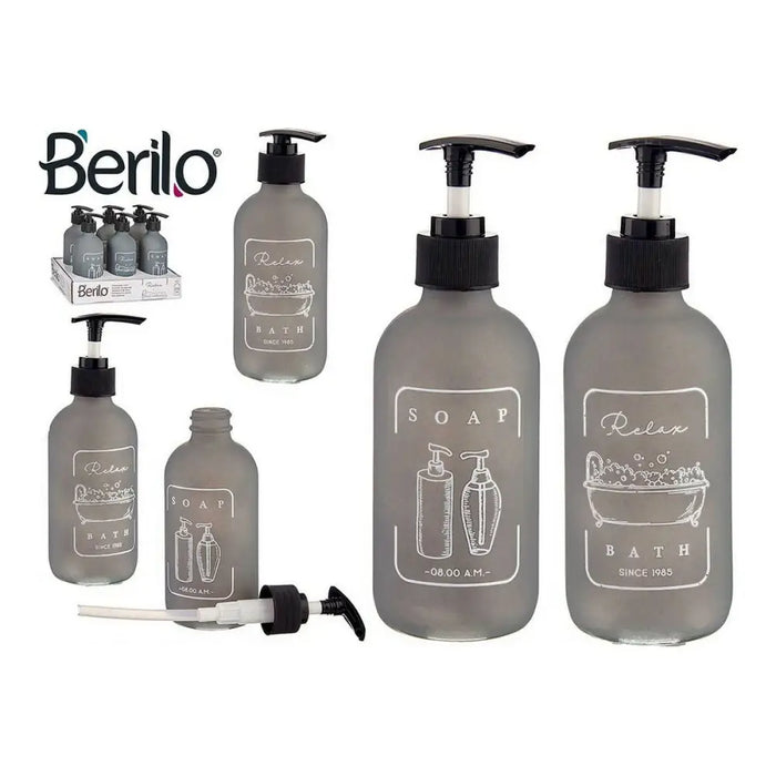 Soap Dispenser Berilo Black Grey Glass polypropylene 250 ml - Баня<<<Дом Градина<<<BigBuy&&&Аксесоари и