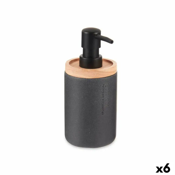 Soap Dispenser Berilo Black Wood Resin Plastic 9,5 x 18,5 x 7,8 cm (6 Units) - Баня<<<Дом Градина<<<BigBuy&&&Аксесоари