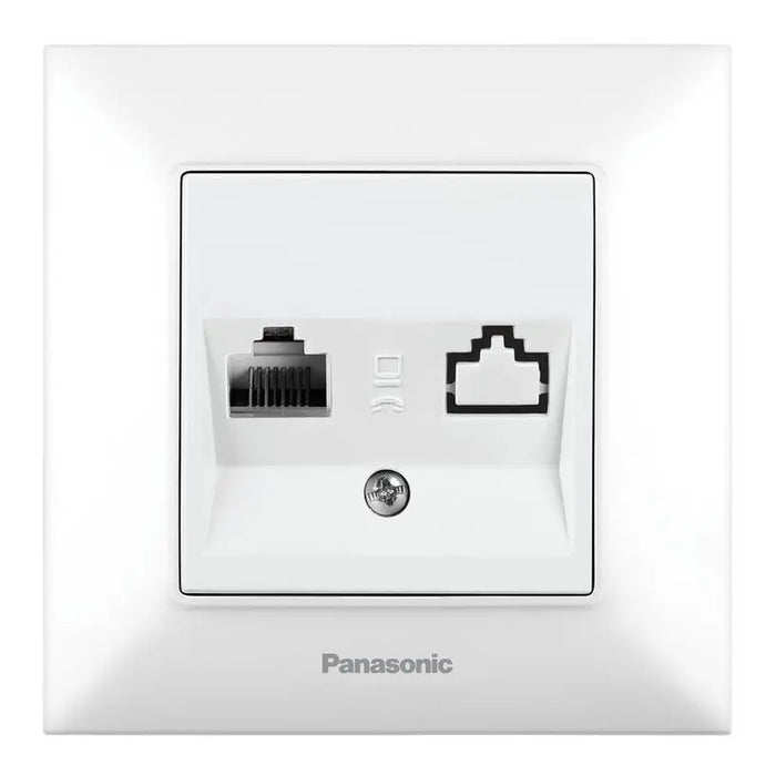 SOCKET COMP. CAT5E WHITE PANASONIC Arkedia Slim - Ключове и контакти<<<Електроматериали<<<Praktiker&&&Ключове и