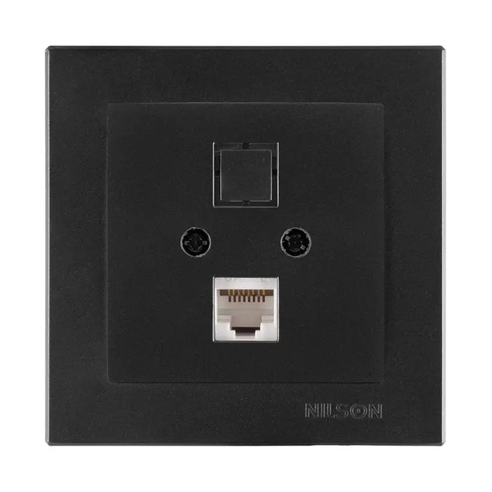 SOCKET RJ45 BLACK MATTE NILSON ALEGRA - Ключове и контакти<<<Електроматериали<<<Praktiker&&&Ключове и