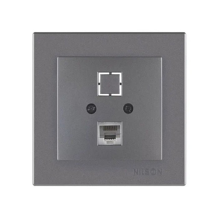SOCKET RJ45 CAT.5E ANTHRACITE NILSON ALEGRA - Ключове и контакти<<<Електроматериали<<<Praktiker&&&Ключове и