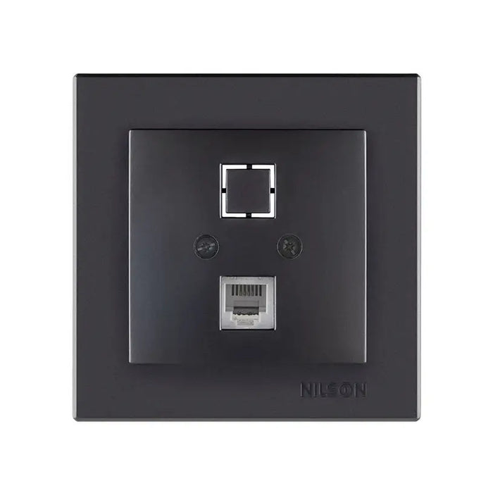 SOCKET RJ45 CAT.5E BLACK NILSON ALEGRA - Ключове и контакти<<<Електроматериали<<<Praktiker&&&Ключове и