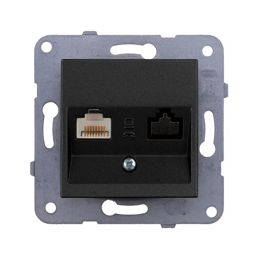 SOCKET RJ45 CAT 5E BLACK PANASONIC KARRE PLUS - Ключове и контакти<<<Електроматериали<<<Praktiker&&&Ключове и