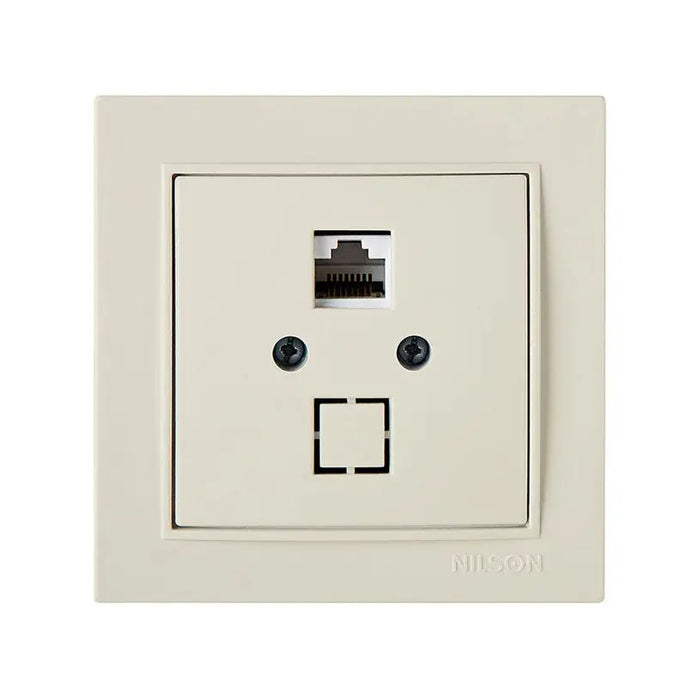 SOCKET RJ45 CAT.5E CREAM NILSON THOR - Ключове и контакти<<<Електроматериали<<<Praktiker&&&Ключове и