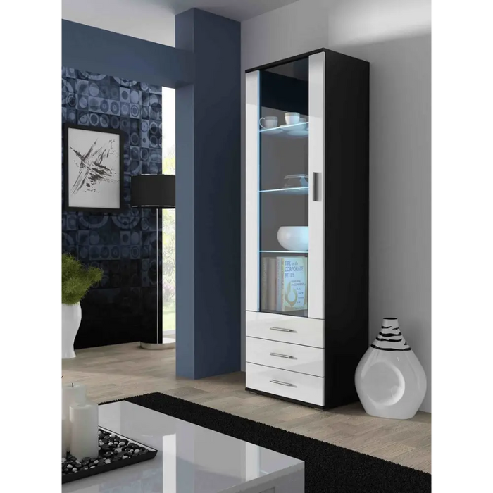 SOHO 1 furniture set (TV180 cabinet + S1 cabinet + shelves) Black / White Gloss - Modern wall unitsMES-NOW<<<Wall