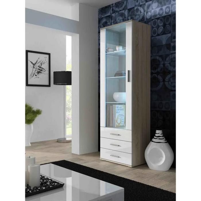 SOHO 1 set (RTV180 cabinet + S1 cabinet + shelves) Sonoma Oak / White gloss - Modern wall unitsMES-NOW<<<Wall