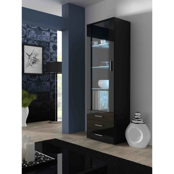 SOHO 4 set (RTV180 cabinet + 2x S1 cabinet + shelves) Black/Gloss black - Modern wall unitsMES-NOW<<<Wall