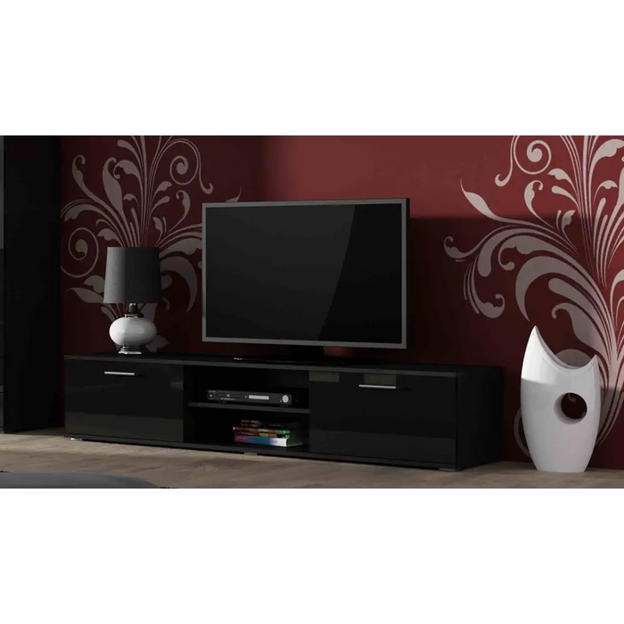 SOHO 4 set (RTV180 cabinet + 2x S1 cabinet + shelves) Black/Gloss black - Modern wall unitsMES-NOW<<<Wall
