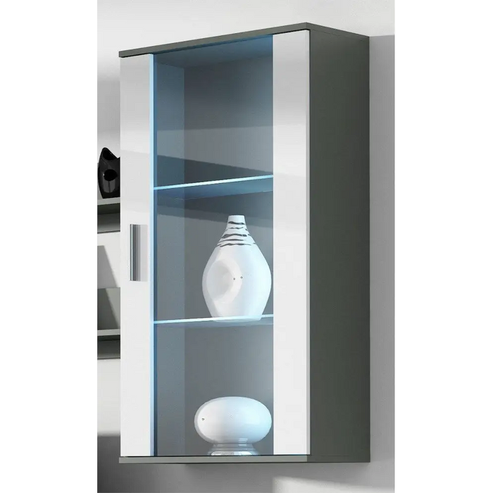 SOHO 5 set (RTV180 cabinet + Wall unit + shelves) Grey/Gloss white - Modern wall unitsMES-NOW<<<Wall UnitsMES<<<ActionPL
