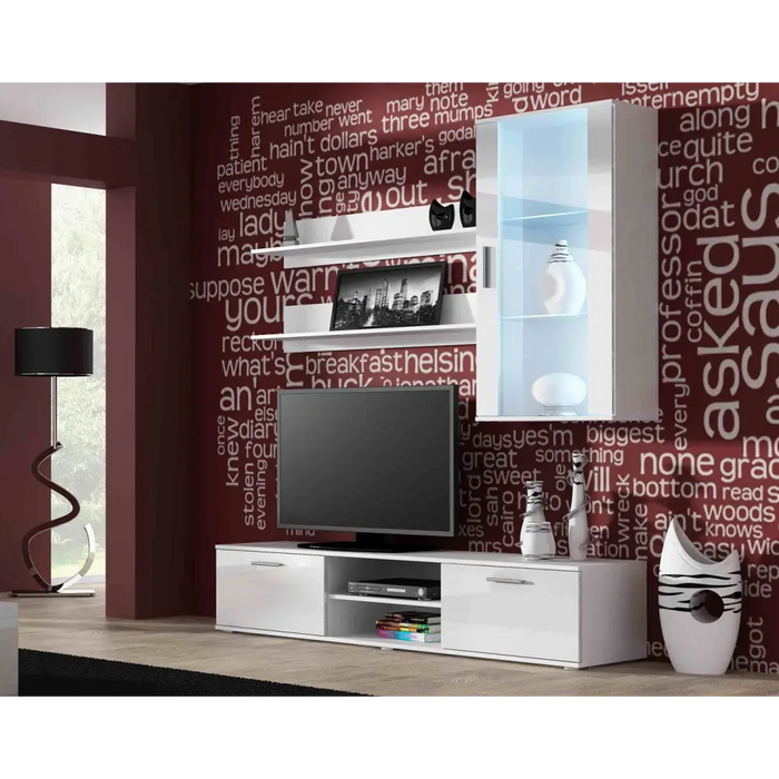 SOHO 5 set (RTV180 cabinet + Wall unit + shelves) White/White glossy - Modern wall unitsMES-NOW<<<Wall