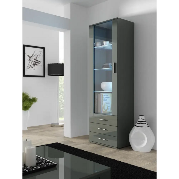 SOHO 7 set (RTV140 cabinet + S1 cabinet + shelves) Grey / Gloss grey - Modern wall unitsMES-NOW<<<Wall